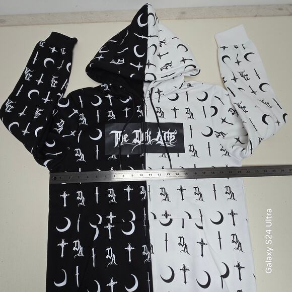 The Dark Arts Split Monogram Hoodie Black White Fleece Three Panels Zip Men's L - Picture 5 of 8